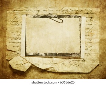 Vintage Background With Old Paper, Letters And Photos