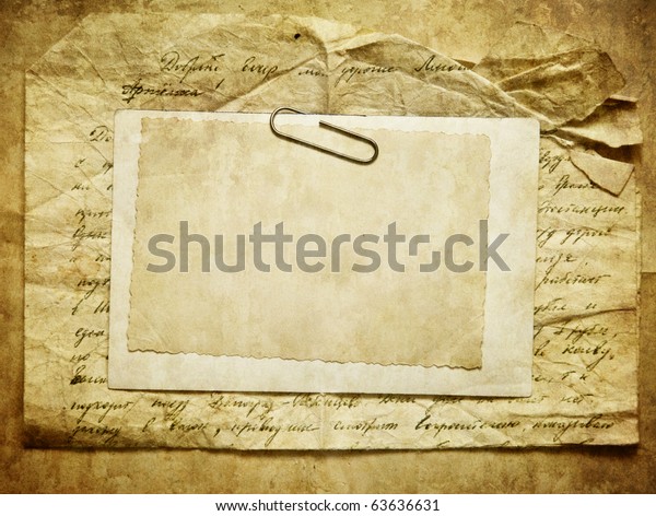 Vintage background with old paper, letters and photos