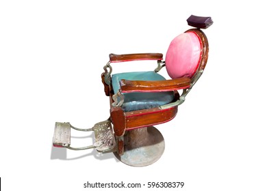 vintage barber chair isolated on white background with clipping path