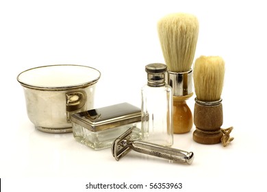 Vintage  Barber Tools On A White Background