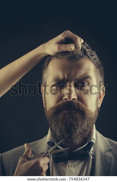 Vintage Barbershop Shaving Mens Haircut Bearded Stock Image