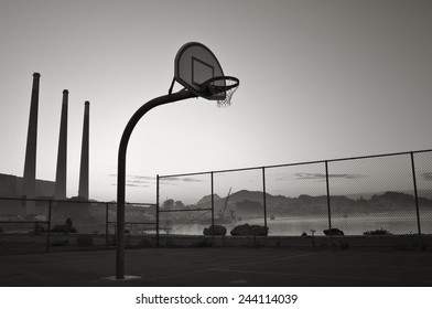 A Vintage Basketball Hoop In California.