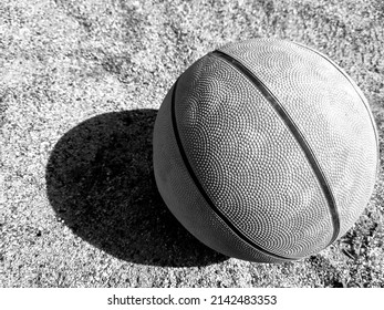 Vintage Basketball On The Sand, Children's Games Outside, Sport Photo