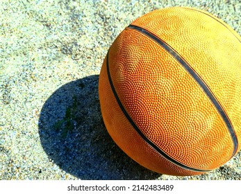 Vintage Basketball On The Sand, Cutechildren's Games Outside, Sport Photo