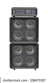  Vintage Bass Stack Amplifier Isolated On White.