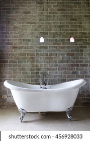 Vintage Bathtub And Wall Brick