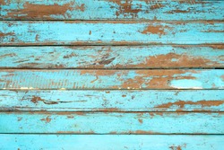 复古沙滩木背景-老风化木板画在蓝色。
