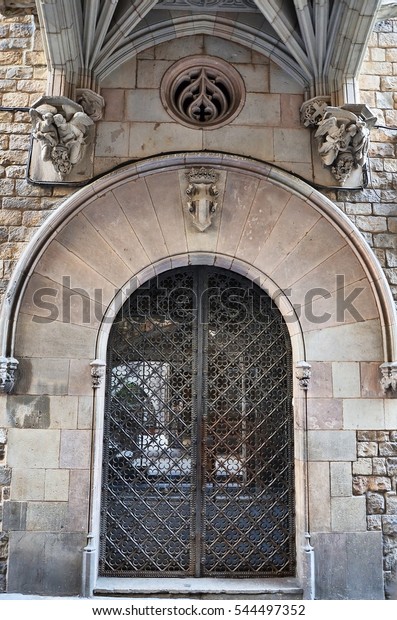 Vintage Beautiful Wrought Iron Front Door Stock Photo Edit