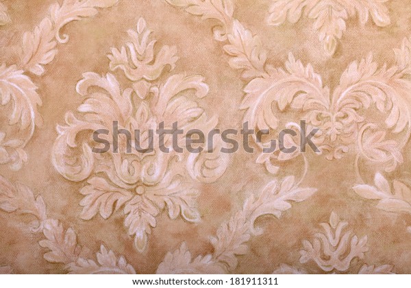 Vintage Beige Wallpaper Vignette Victorian Pattern Stock Photo