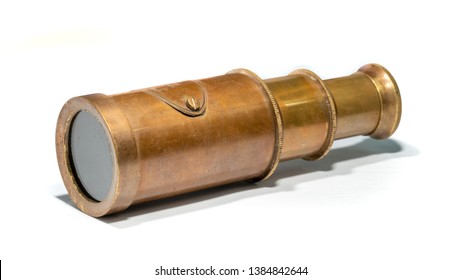 Vintage Binocular Telescope On White Background