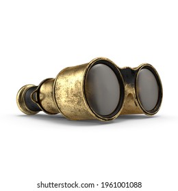 Vintage Binoculars .isolated White Background