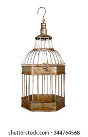 Vintage Bird Cage Isolated On White Background