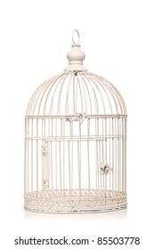 Vintage Bird Cage Isolated On White Background