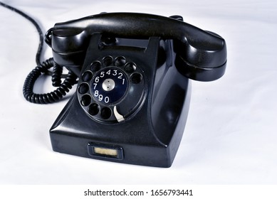 Frontal View Vintage Black Wall Telephone Photo (Edit Now) 62967220