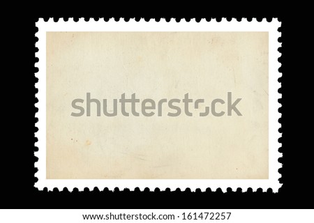 Vintage blank postage stamp on a black background