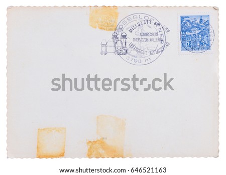 Vintage blank postcard with Austrian meter stamps