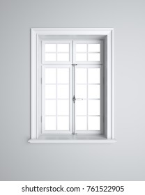 Vintage blank window inside room. 3d illustration
