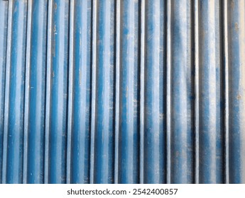 Vintage Blue Corrugated Metal Texture Background - Weathered Steel Pipes with Rustic Industrial Appeal for Creative Design Use. - Powered by Shutterstock