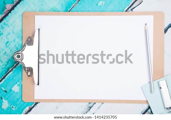 Vintage Blue Desk Top Clip Board Stock Photo Edit Now 1414235705 Blue Desk Top Clip Board Stock Photo