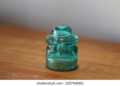 Vintage Blue Glass Insulator Telephone Wire Pole