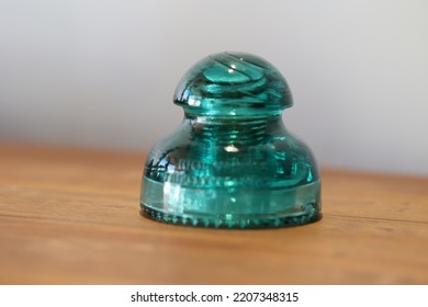 Vintage Blue Glass Insulator Telephone Wire Pole