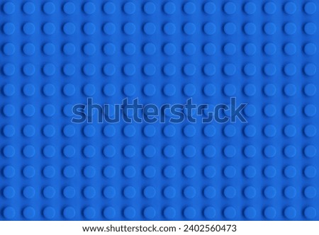 Vintage blue plastic brick plate isolated. Old toy surface style background.