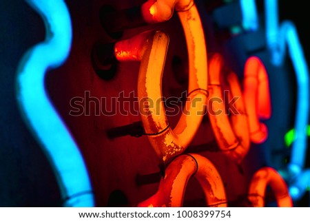 Vintage blue and red neon light