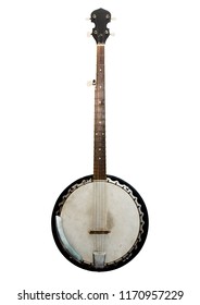 Vintage Bluegrass Banjo Isolated On White Background