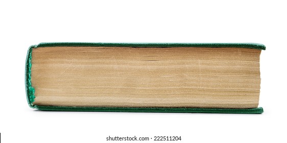 Vintage Book In A Green Shell From The Perspective Of The Side Of The White