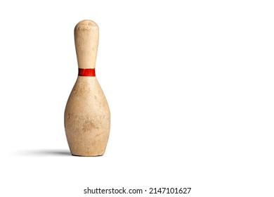 Vintage Bowling Pin With Shadow Isolated On White Background