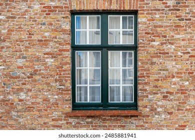 Vintage brick wall facade window, Bruges, Belgium. - Powered by Shutterstock