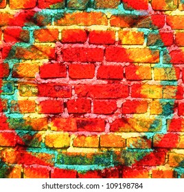 Vintage Brick Wall Retro Style Rasta Hat Hippie Background