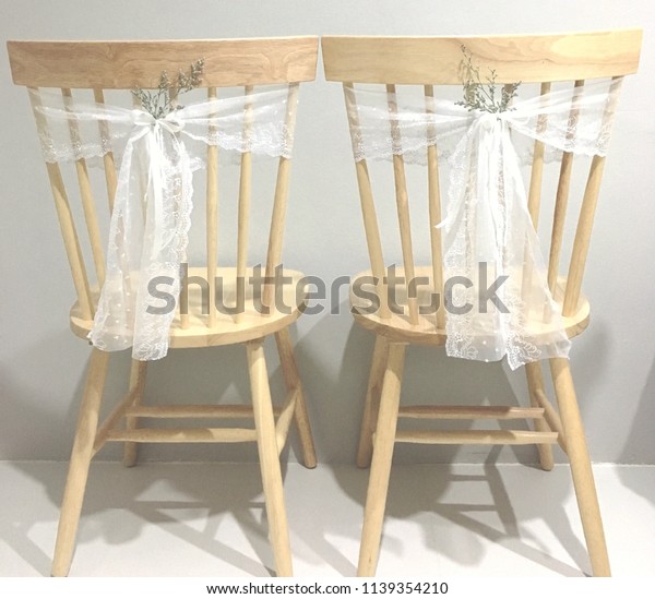 Vintage Bride Groom Chair Decorate Wedding Royalty Free Stock Image