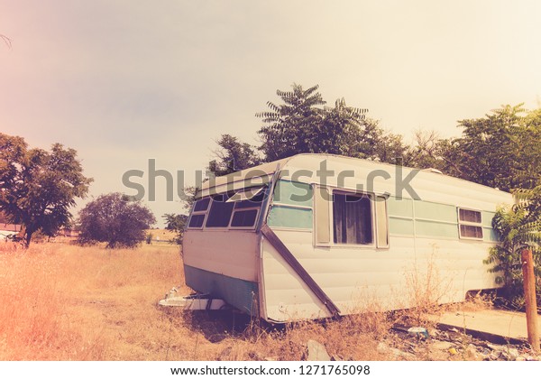 Vintage Broken Down Rv Camper Trailer Stock Photo Edit Now