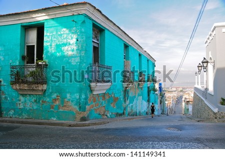 Vintage building in Santiago de Cuba, Cuba