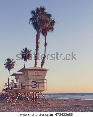 Vintage California Life Guard Station - California beach with life guard 