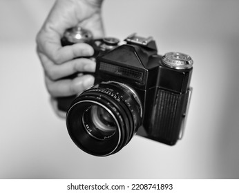 Vintage camera in black and white - Shutterstock ID 2208741893