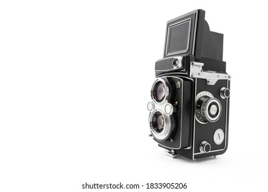 Vintage camera isolated on white background with copy space.