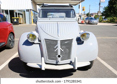 Vintage Car Citroen 2CV, 1960, Motor Show In Nancy, France, 07-26-2020