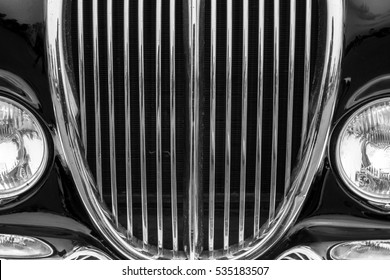 Vintage Car Detail With Black Color - Chrome Grille