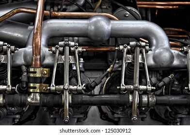 A Vintage Car Engine Closeup