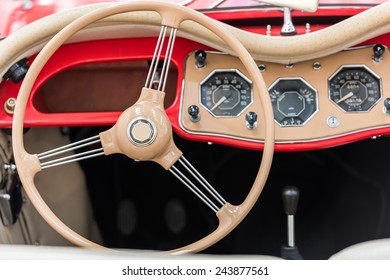 Vintage Car Inside With Retro Dashboard