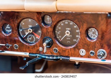 Vintage Car Interior With Retro Dashboard