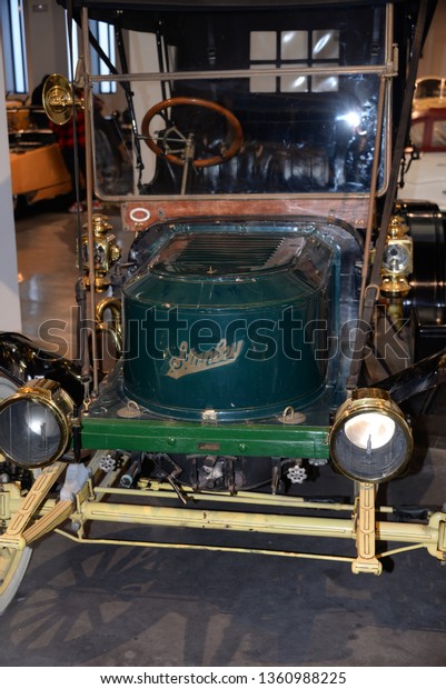 Vintage car, oldtimer in the\
Automobile Museum in Malaga, Malaga province, Spain, 6th February\
2019