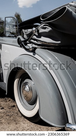vintage car.  rear wheel of oldtimer. classic auto