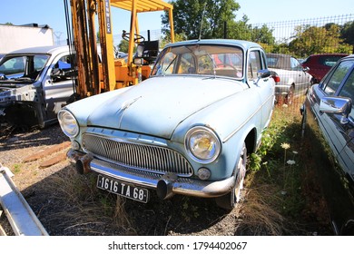 Vintage Car Simca Aronde P60, Motor Show In Nancy, France, 07-26-2020
