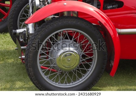 Vintage car wheel with a red body