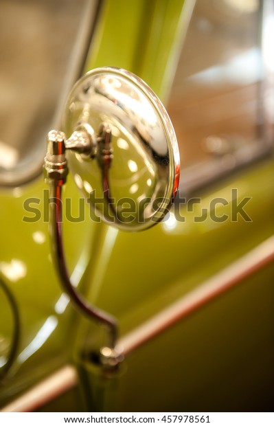 Vintage car,Chrome rear view mirror,blur and
selective focus