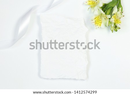 Similar – Image, Stock Photo Old crumpled paper with white flowers white background