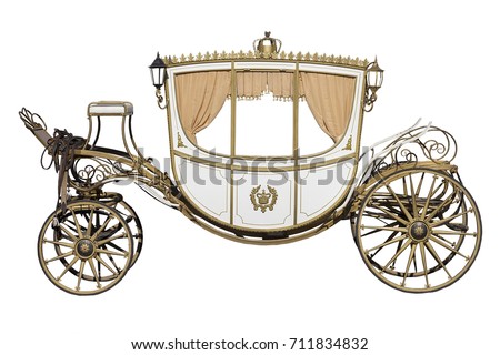 vintage carriage isolated on white background